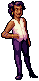 Lazaro standing with on hand on his hip. He's wearing a sleaveless button up ivory blouse and black pants. He's skinny, has tan skin and black hair.