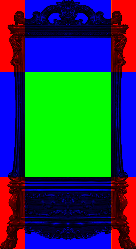 the cabinet border color coded, showing empty space at the top