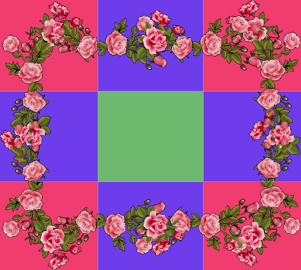 the same flower border color coded. center is green, corners are red, and sides are blue.