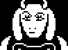 a dialogue sprite of Toriel squinting her eyes