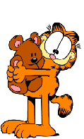 Garfield standing, hugging Pookie.