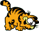 Garfield excitedly landing on his feet.