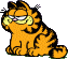 Garfield sitting smiling.