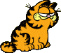 Garfield sitting forward, smiling.