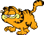 Garfield walking, smiling.