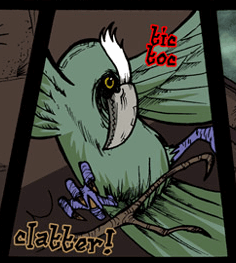 A stick hits the bird.