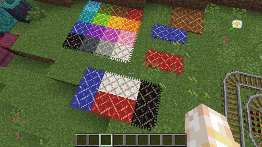 screenshot featuring carpets with diagonal tan stripes.