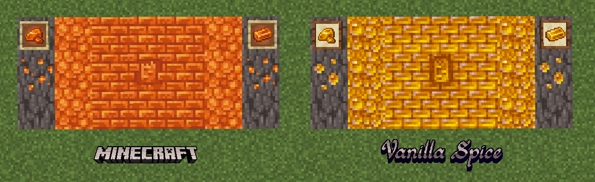 screenshot of my resin textures compared to vanilla Minecraft's.