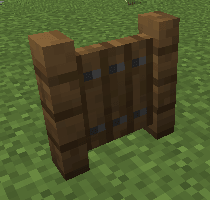 screenshot showing a spruce gate block, featuring two posts on the side and a thin door inbetween.