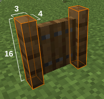 the pixel hight, width, and depth of the gate posts annotated.