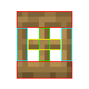 the same gate texture, but with rectangles drawn on it showing the sections around the transparent areas.
