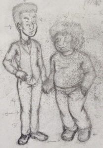 Mark and Luther holding hands while standing.