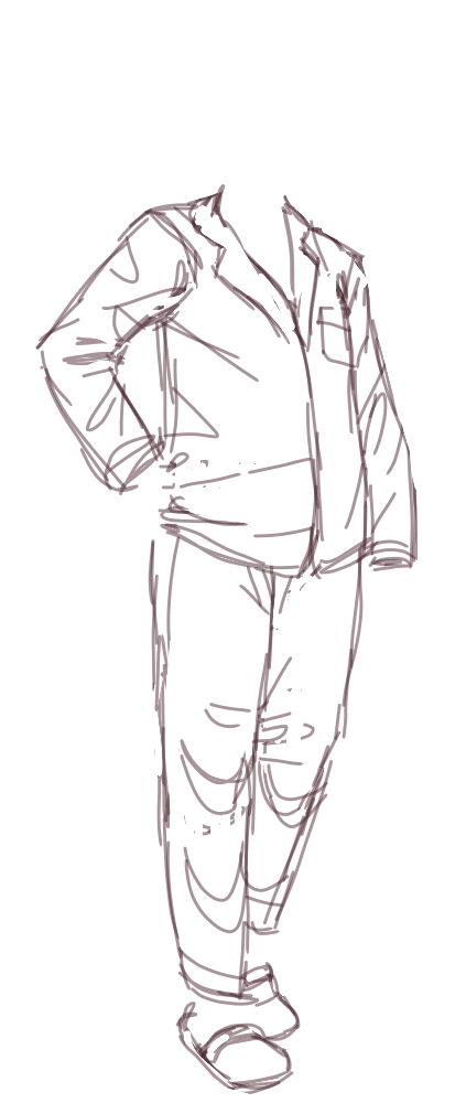digital sketch of silk PJs