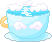 blue cup with clouds floating over it