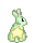 pale green bunny sitting away from viewer, has a large pale yellow star on its back.