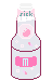 pink glass bottle with a stopper