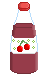 glasss bottle with redish liquid in it and cherries on its label.