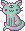 seafoam and pink alien cat with a third eye