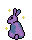Purple bunny with teal spots. Stars sparkle around it.