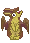 winged brown bunny with a greenish cream colored under belly, its mouth and eyes wide open.