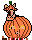 bunny in a pumpkin, peaking its head out the top.