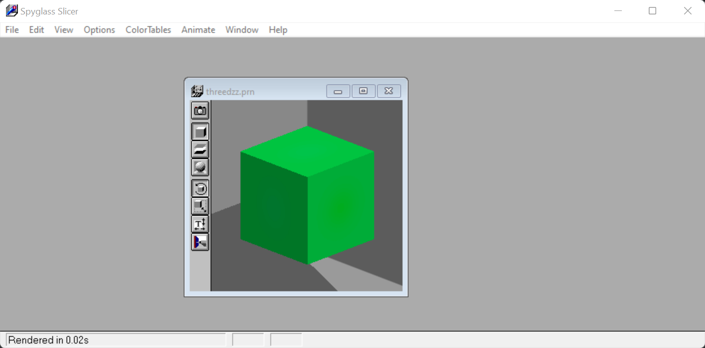 3D cube in spyglass slicer's user interface.